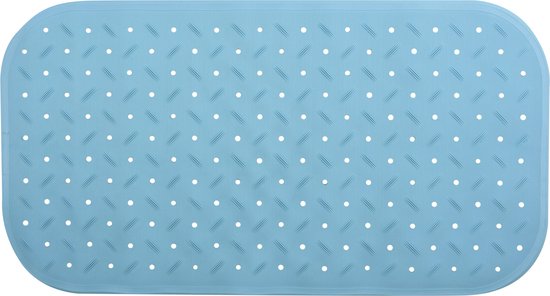 MSV Douche/bad anti-slip mat badkamer - rubber - turquoise blauw - 36 x 76 cm - met zuignappen