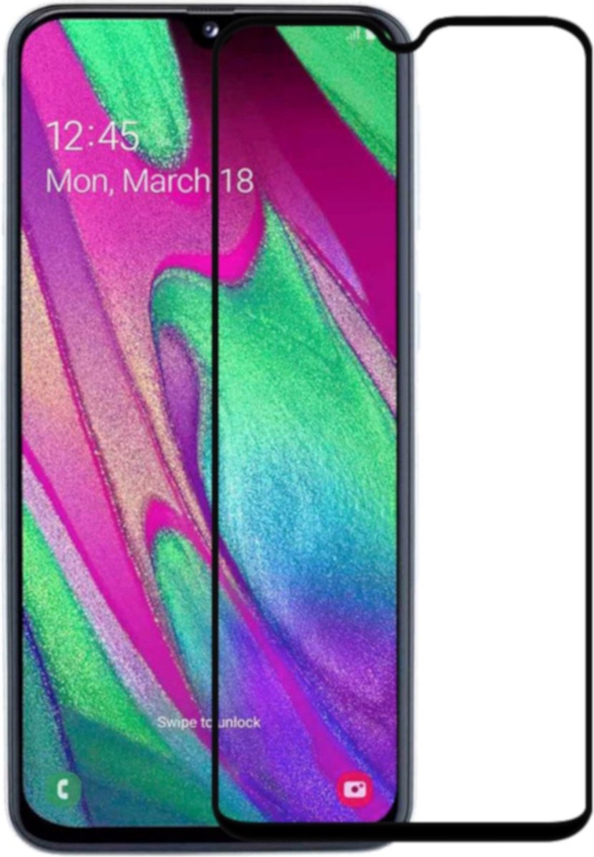 Screenprotector Tempered Glass 2.5D Samsung A40 Transparant Zwart