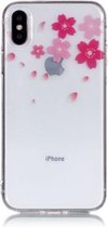 GadgetBay Soepele Transparante TPU Case bloemen iPhone X XS - Roze