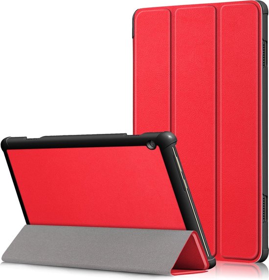 Lunso - Geschikt voor Lenovo Tab M10 Gen 1 - Tri-Fold Bookcase hoes - Rood