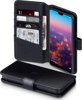 Qubits - luxe echt lederen wallet hoes - Huawei P20 - zwart