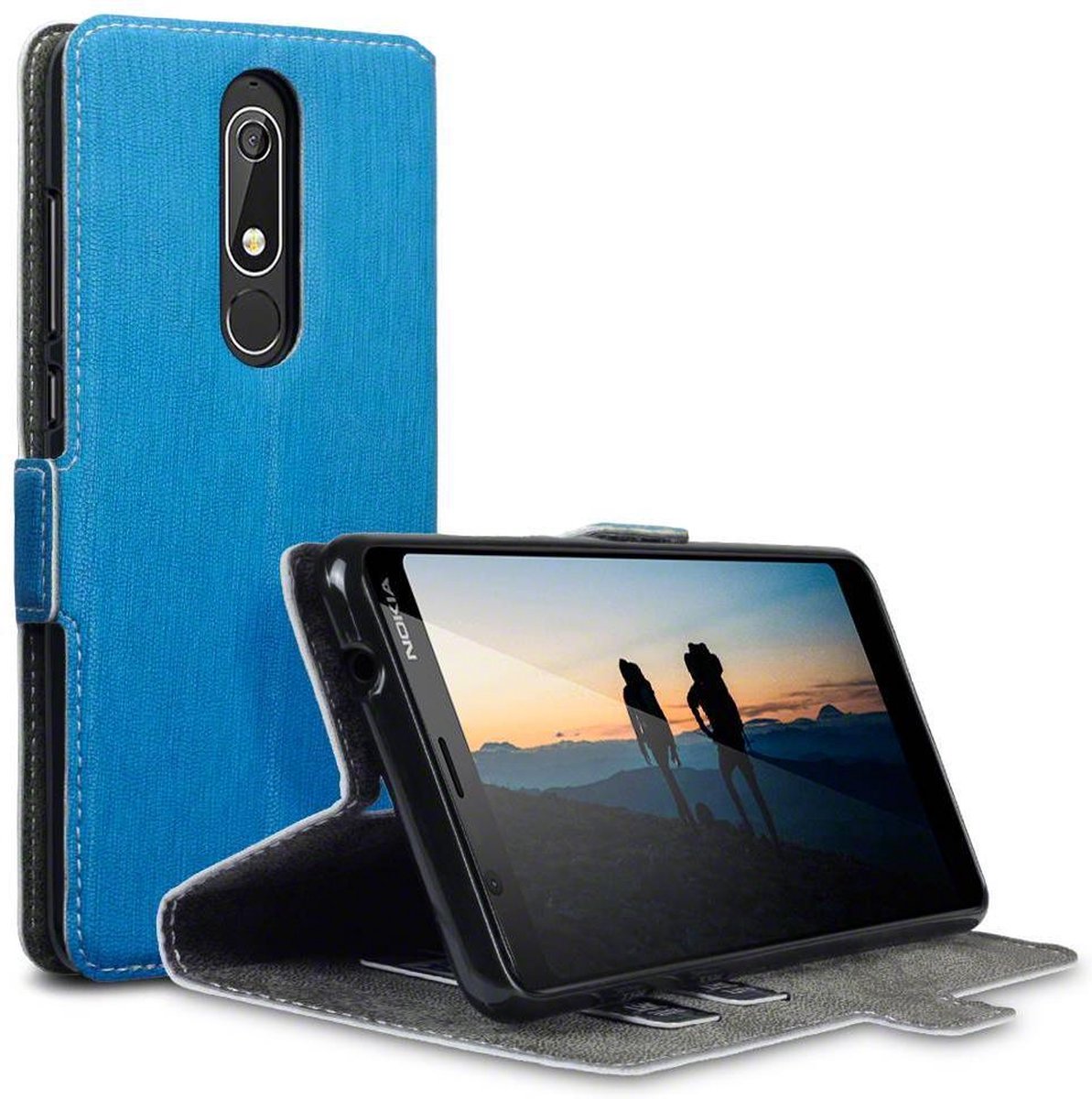 Qubits - slim wallet hoes - Nokia 5.1 - lichtblauw