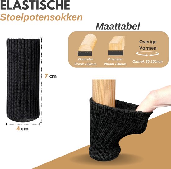 VAIVE Protège-jambes de chaise - Protecteur de sol - Chaussettes de jambe de chaise - Cache-jambes pour chaises - Protecteurs de jambe de chaise - Chaussettes de chaise