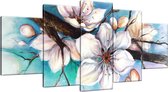 Peinture peinte à la main Fleurs | Turquoise, Gris | 150x70cm 5Liège