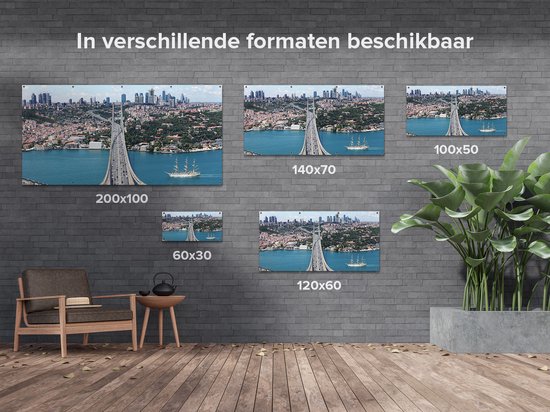 Gards Affiche de jardin Istanbul Bosphorus Bridge from Above - 200x100 cm - Toile de jardin - Décoration de jardin - Décoration murale extérieur - Peinture de jardin
