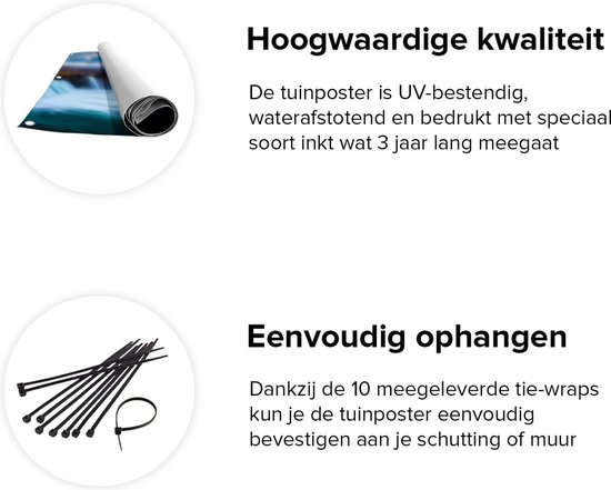 Gars Affiche de jardin Chutes d'eau dans l' Water Blauw Verte - 80x80 cm - Toile jardin - Décoration de jardin - Décoration murale extérieur - Tableau jardin