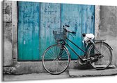 Peinture | Peinture sur toile vélo | Turquoise, Gris | 140x90cm 1 Liège | Tirage photo sur toile
