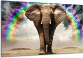 Schilderij Op Canvas Olifant - Grijs - 120x70cm 1Luik - Foto Op Canvas - GroepArt 6000+ Schilderijen 0p Canvas Art Collectie - Wanddecoratie - Woonkamer - Slaapkamer - Canvas Print