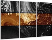 GroepArt - Schilderij -  Abstract - Sepia, Bruin - 120x80cm 3Luik - 6000+ Schilderijen 0p Canvas Art Collectie
