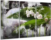 Peinture sur verre fleur | Blanc, vert, gris | 120x80cm 3 Liège | Tirage photo sur verre | F004790