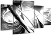 GroepArt - Schilderij -  Abstract - Grijs, Zilver, Wit - 160x90cm 4Luik - Schilderij Op Canvas - Foto Op Canvas