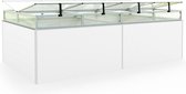 Koude bak opzetstuk van aluminium en polycarbonaat Tuinkas plantenbak voor tuin, balkon, met dakvenster kleppen, UV en weerbestendig, 150 x 297 cm