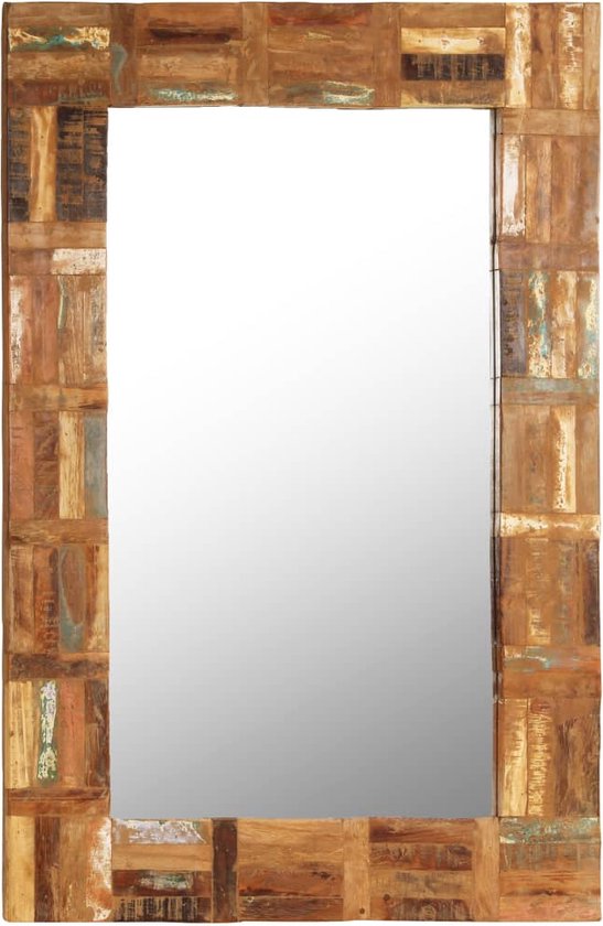 vidaXL - Wandspiegel - 60x90 - cm - massief - gerecycled - hout