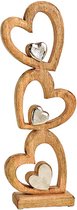 Valentijn - Hart - Hartje - Beeld - Drie mangohouten hartjes met zilvermetalen hartjes