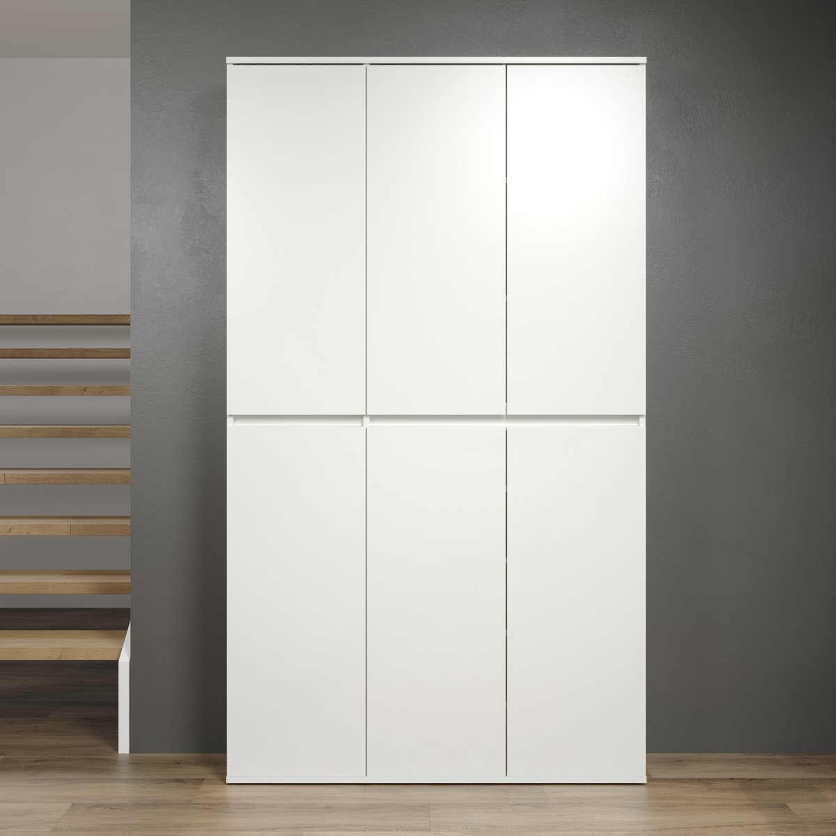Trendmeubel- Opbergkast - Garderobekast - Multifunctionele kast 6-deurs - Wit 111 x 191 x 34 cm