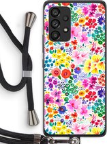 Case Company® - Hoesje met koord geschikt voor Samsung Galaxy A53 5G hoesje met Koord - Little Flowers - Telefoonhoesje met Zwart Koord - Bescherming aan alle Kanten en Over de Schermrand