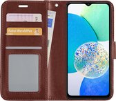 Hoesje Geschikt voor Samsung A14 Hoesje Book Case Hoes Wallet Cover - Hoes Geschikt voor Samsung Galaxy A14 Hoesje Bookcase Hoes - Bruin