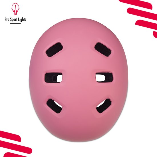 Casque PRO SPORT LIGHTS rose, vue de dessus, avec trous de ventilation.