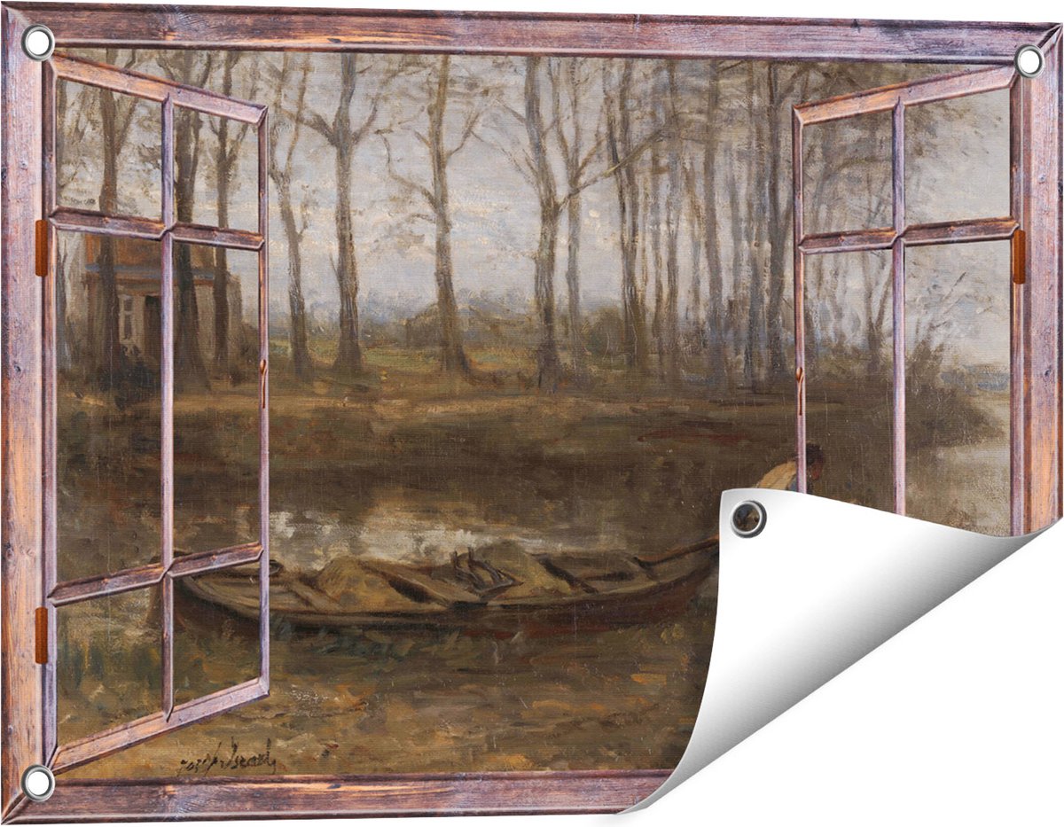 Gards Tuinposter Doorkijk De Zandschipper - Jozef Israëls - 60x40 cm - Tuindoek - Tuindecoratie - Wanddecoratie buiten - Tuinschilderij Bruin