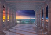 Fotobehang Sea View Through The Arches | XXXL - 416cm x 254cm | 130g/m2 Vlies
