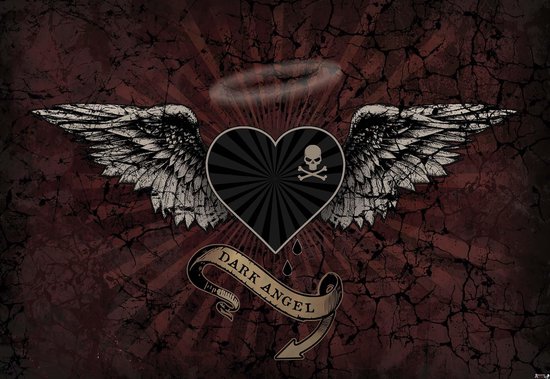 Fotobehang Alchemy Heart Dark Angel Tattoo | XXL - 312cm x 219cm | 130g/m2 Vlies
