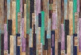 Fotobehang Wood Planks Painted Rustic | XXL - 312cm x 219cm | 130g/m2 Vlies