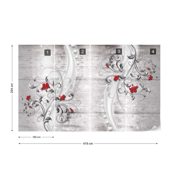 Papier Peint Motif Fleurs Murales  | XXXL - 416 cm x 254 cm | Polaire 130g / m2