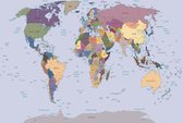 Fotobehang World Map | XL - 208cm x 146cm | 130g/m2 Vlies