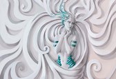 Fotobehang Sculpture Yoga Woman Swirl Greek  | XXL - 312cm x 219cm | 130g/m2 Vlies
