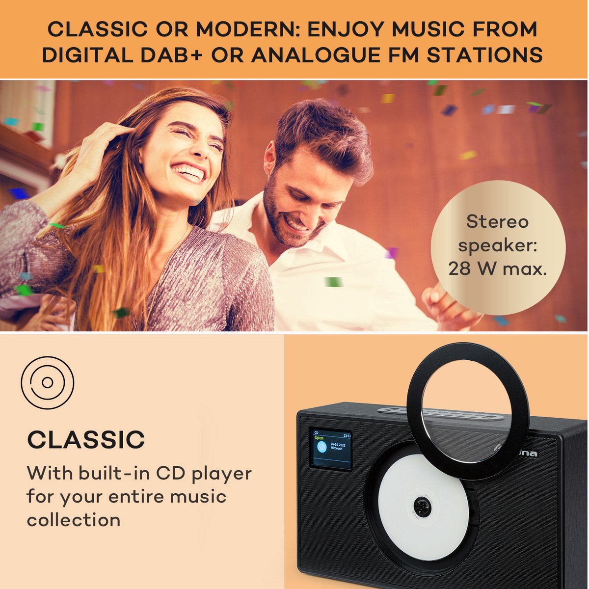 Auna Vertico Swing DAB DAB+ radio met cd speler | DAB+/FM radiotuner ...