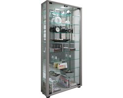 Houten vitrinekast Verzamelvitrine Staande vitrinekast Lumo Maxi spiegel