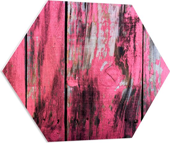 PVC Schuimplaat Hexagon - Roze Geverfde Schutting - 80x69.6 cm Foto op Hexagon (Met Ophangsysteem)