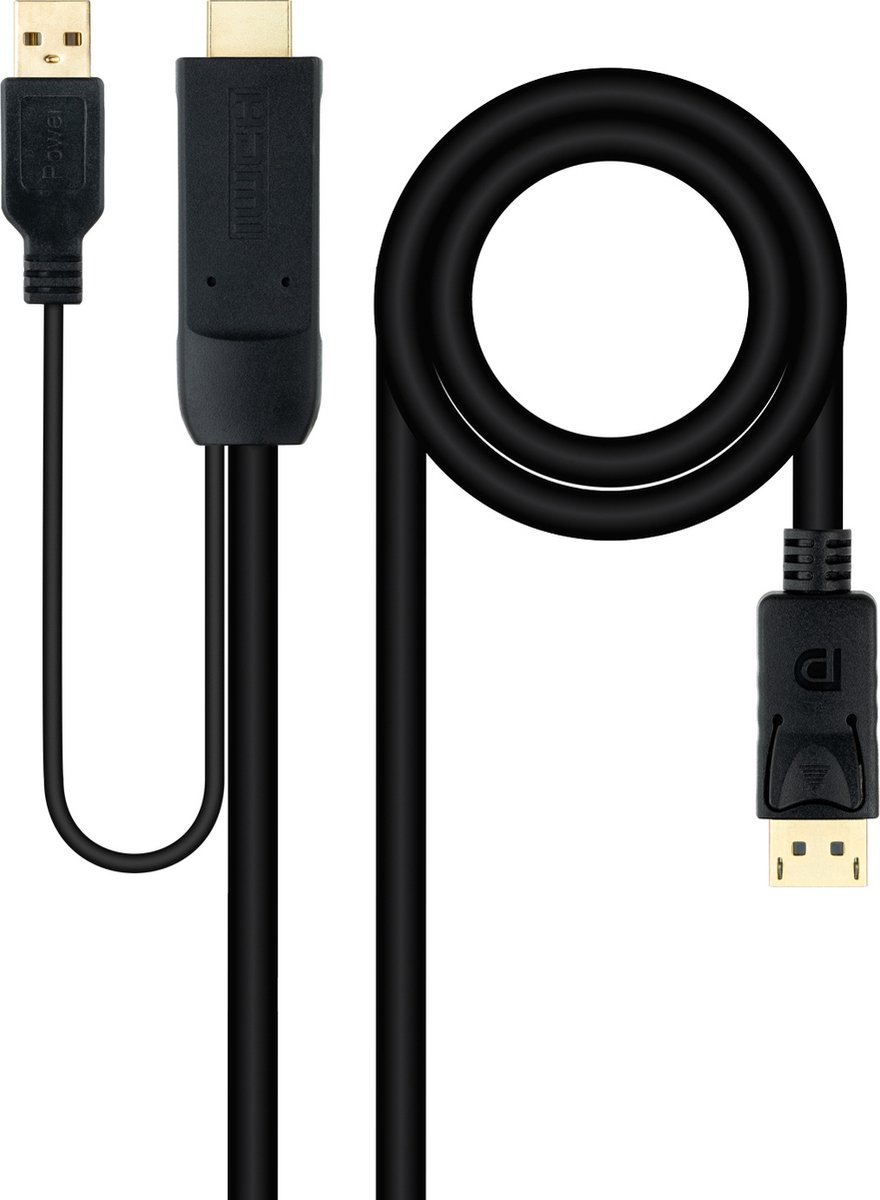 DisplayPort to HDMI Cable NANOCABLE 10.15.4352 Black 1,8 m 4K Ultra HD
