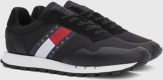 Tommy Hilfiger Retro Leather TJM Essential Heren Sneakers - Zwart - Maat 44
