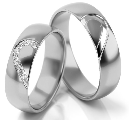 Jonline Prachtige Zilveren Ringen voor Hem en Haar | Trouwringen | Zilver | Vriendschapsringen| Hart - Jonline