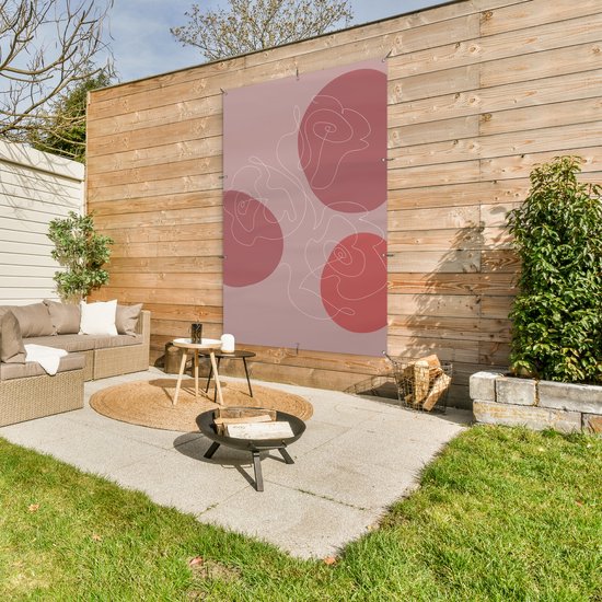 Décoration murale Roses - Rouge - Fleurs - Abstrait - 120x180 cm - Affiche de jardin - Toile de jardin - Affiche d'extérieur