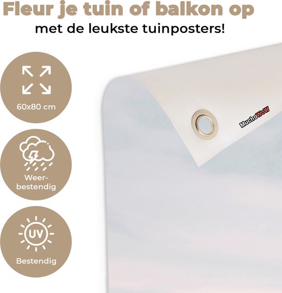 Tuinposter 60x80 cm - Tuindecoratie Zee - Strand - Golven - Natuur - Zomer - Poster voor in de tuin - Buiten decoratie - Schutting tuinschilderij - Tuindoek muurdecoratie - Wanddecoratie balkondoek