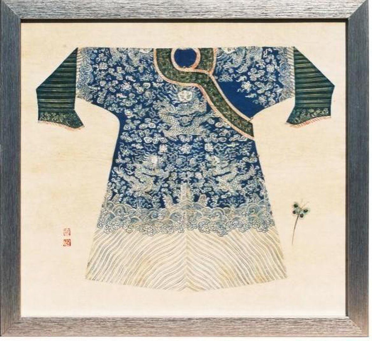 Fine Asianliving Chinees Schilderij met Lijst Chinese Keizer Kleding Blauw  B33xH36cm | bol