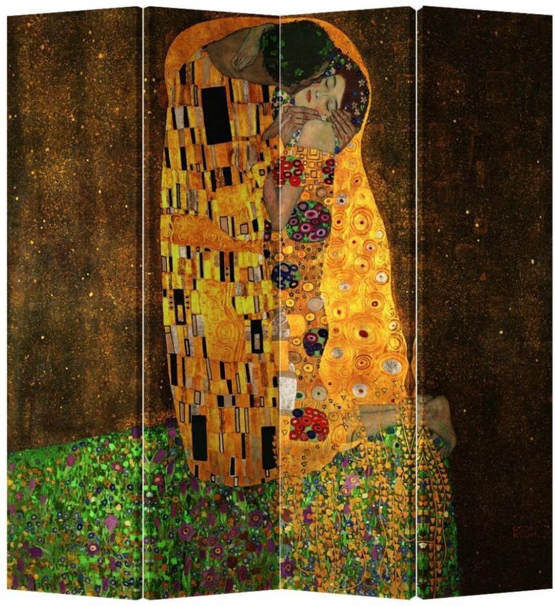 Fine Asianliving Kamerscherm Scheidingswand B160xH180cm 4 Panelen Der Kuss - Gustav Klimt Multicolour