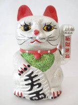 Fine Asianliving Japanse Lucky Cat Glitter Zilver Klein