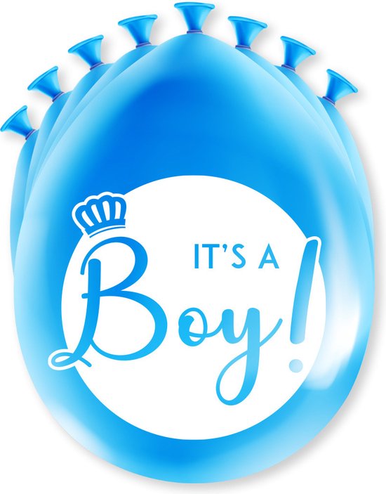 Ballons à thème Paperdreams Birth Boy - 16x - Blauw - Fournitures de décoration/fête