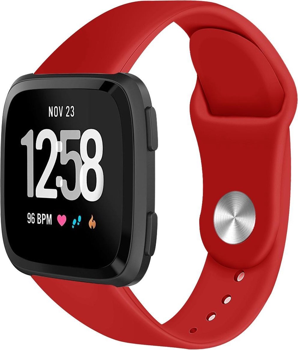 123watches siliconen sport band - rood - ML - Geschikt voor Fitbit Versa 1 & 2 / Lite