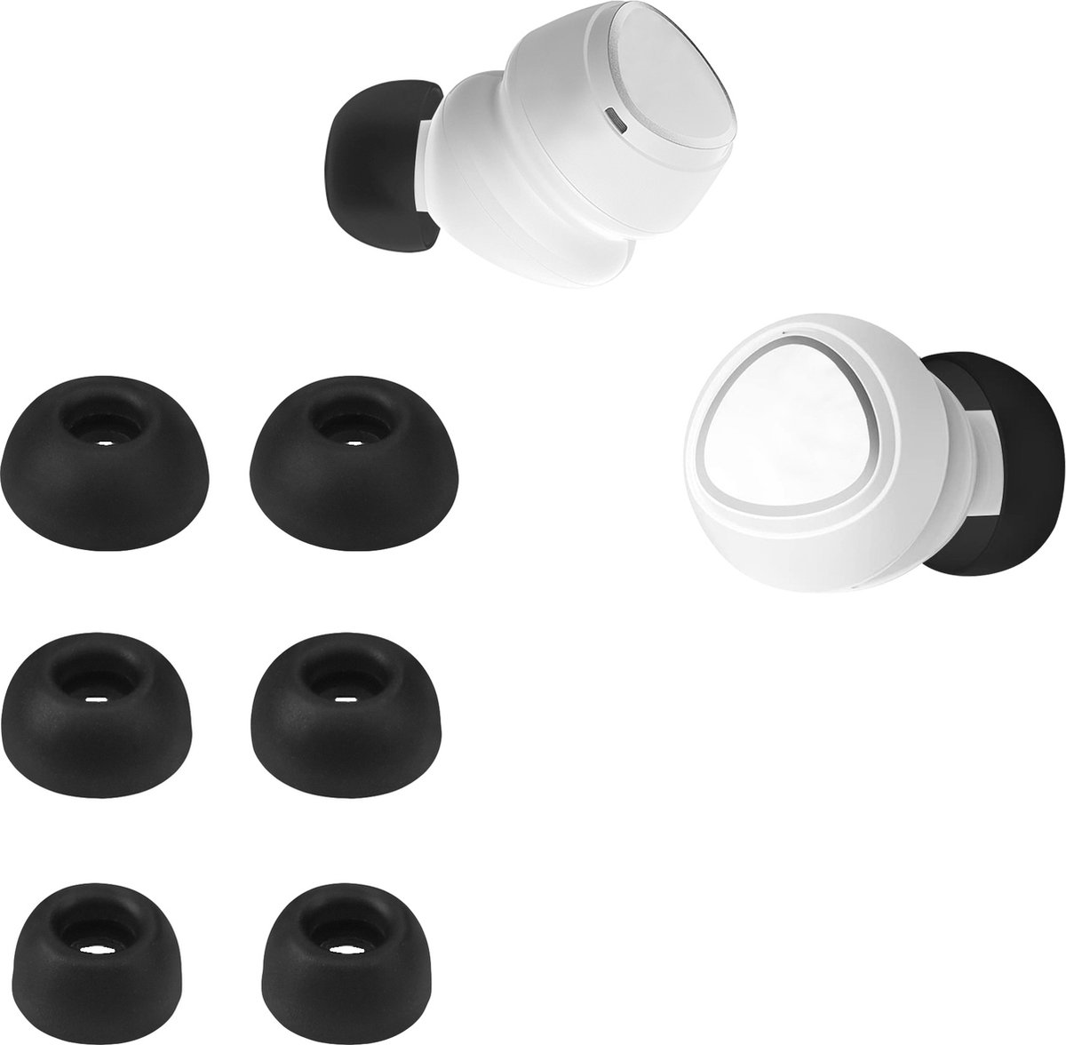 kwmobile 6x cover voor in-ear oortjes voor SoundPeats Mini Pro / Air 3 Pro / SONIC - Vervangende oordopjes van siliconen in zwart - 3 maten