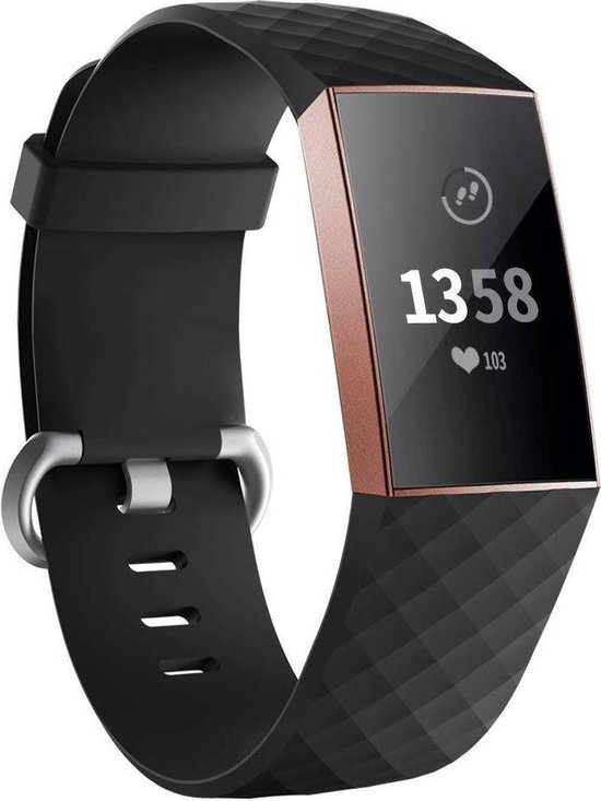 Fitbit charge 3 & 4 sport wafel bandje - zwart - SM