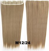 Clip in hairextensions 1 baan straight blond / bruin M12/24