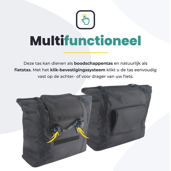Voltano Shopper - Enkele Fietstas - Zwart - 100% Waterdicht - 19 Liter — afbeelding 3