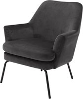 Lisomme Jez velvet fauteuil donkergrijs - velours - fluweel - metalen zwarte poten