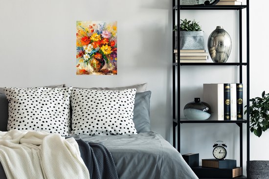Poster Fleurs - Colorées - Peinture à l'huile - Pot de fleurs - 30x40 cm