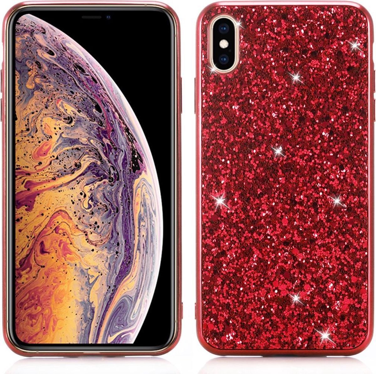 Glitter Powder TPU Case voor iPhone XR (rood)