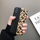 Leopard Pattern Shockproof IMD Scrub Soft TPU Case voor iPhone XR (Black Yellow)